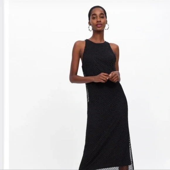 Zara Black mesh net dress - Picture 2 of 6